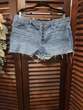 Universal Thread Light Blue Button-Fly Frayed Denim Shorts